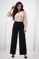 Elegancka bluzka damska z szyfonowym długim rękawem dekolt V mankiety z guzikiem - j. beż